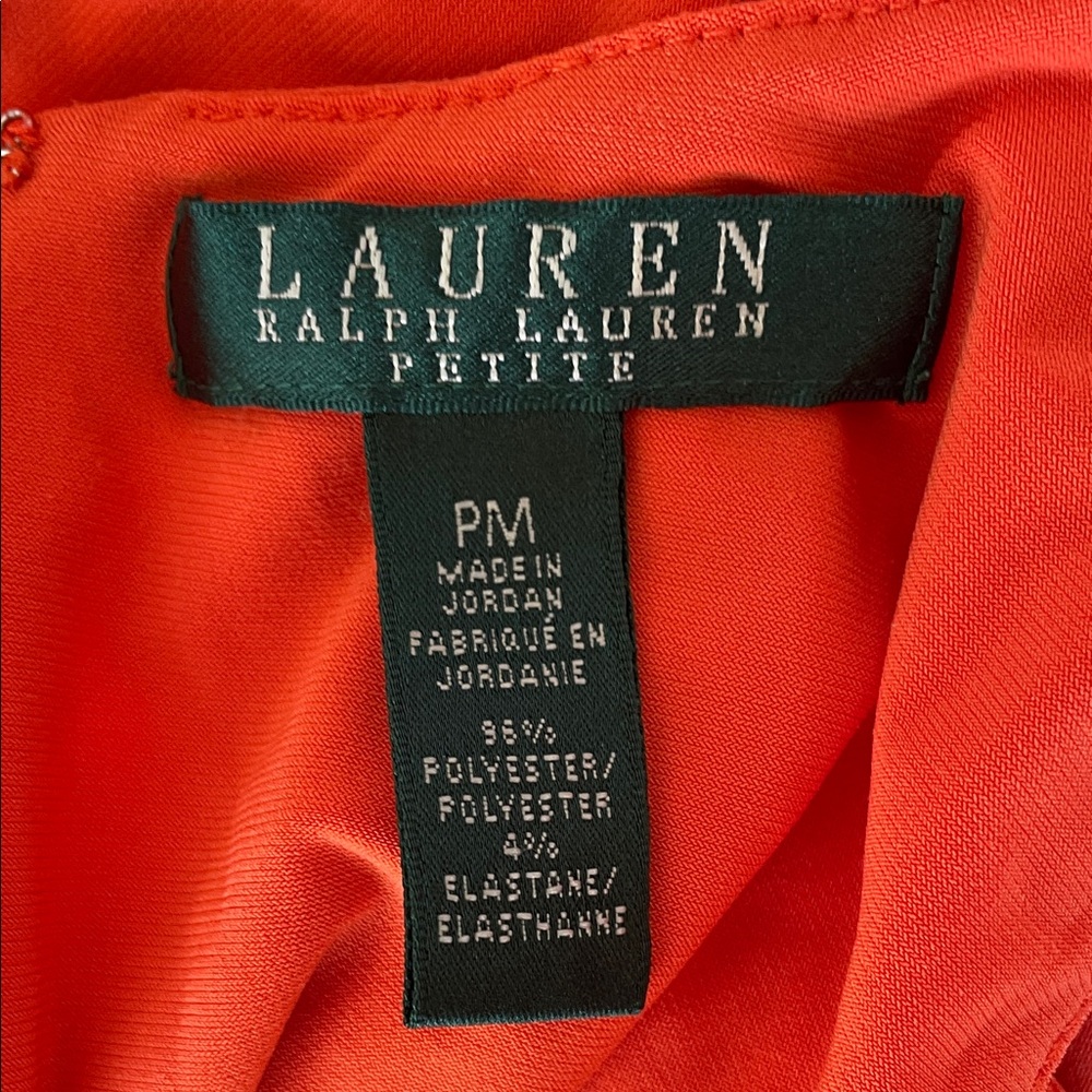 LAUREN RALPH LAUREN Bright Orange Sleeveless V-Neck Tank Top PM - Picture 4 of 16